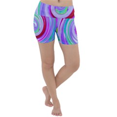 Groovy Abstract Red Swirl On Purple And Pink Lightweight Velour Yoga Shorts by myrubiogarden