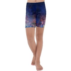 Lagoon Nebula Interstellar Cloud Pastel Pink, Turquoise And Yellow Stars Kids  Lightweight Velour Capri Yoga Leggings by genx