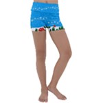 Elf On A Shelf In Sled Snowflakes Kids  Lightweight Velour Yoga Shorts