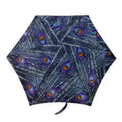 Peacock Feathers Color Plumage Mini Folding Umbrellas by Wegoenart
