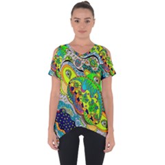 Cosmic Lizards With Alien Spaceship Cut Out Side Drop Tee