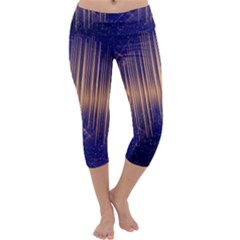 Background Dark Sound Disco Techno Capri Yoga Leggings by Simbadda