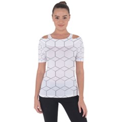 Honeycomb Pattern Black And White Shoulder Cut Out Short Sleeve Top by picsaspassion