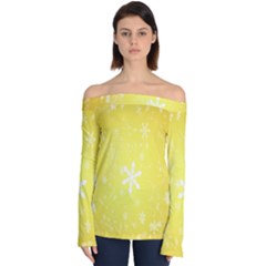 Snowflakes The Background Snow Off Shoulder Long Sleeve Top