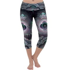 Fractal Pattern Texture Design Capri Yoga Leggings by Wegoenart