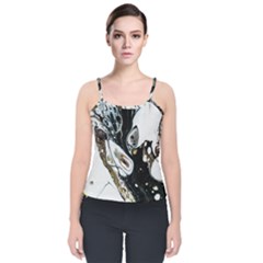 Abstract Structure Pattern Velvet Spaghetti Strap Top by Wegoenart
