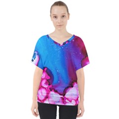 Abstract Detail Art Texture V-neck Dolman Drape Top by Wegoenart