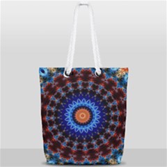 Rose Kaleidoscope Art Ornament Full Print Rope Handle Tote (small)