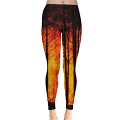 Forest Fire Forest Climate Change Leggings  by Wegoenart