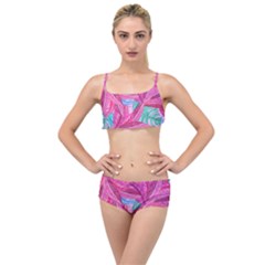 Leaves Tropical Reason Stamping Layered Top Bikini Set by Wegoenart