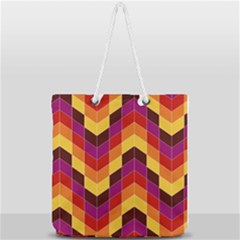 Geometric Pattern Triangle Full Print Rope Handle Tote (large) by Wegoenart