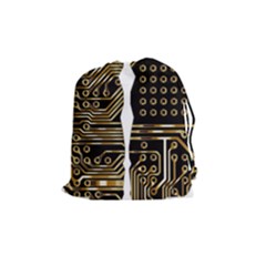 Brain Circuit Board Pcb Computer Drawstring Pouch (medium) by Wegoenart