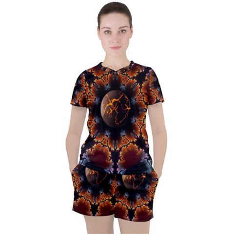 Fractal Space Fantasy Women s Tee And Shorts Set by Wegoenart