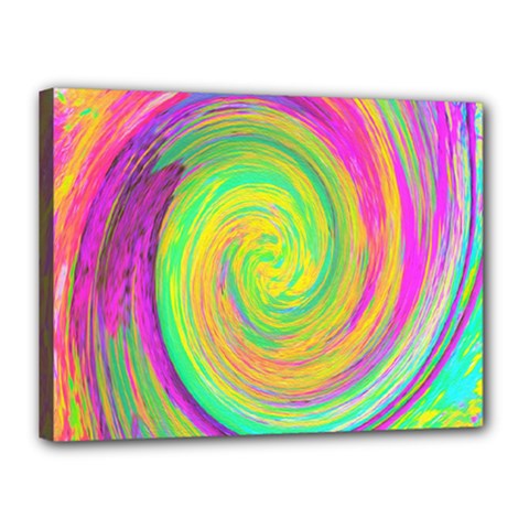 Groovy Abstract Purple And Yellow Liquid Swirl Canvas 16  X 12  (stretched) by myrubiogarden