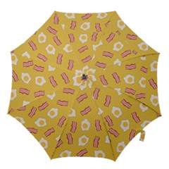 Bacon And Egg Pop Art Pattern Hook Handle Umbrellas (large) by Valentinaart