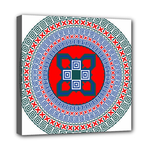 Design Circular Aztec Symbol Mini Canvas 8  X 8  (stretched) by Pakrebo
