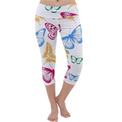 Butterfly Butterflies Vintage Capri Yoga Leggings by Pakrebo