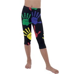 Handprints Hand Print Colourful Kids  Lightweight Velour Capri Leggings  by Pakrebo