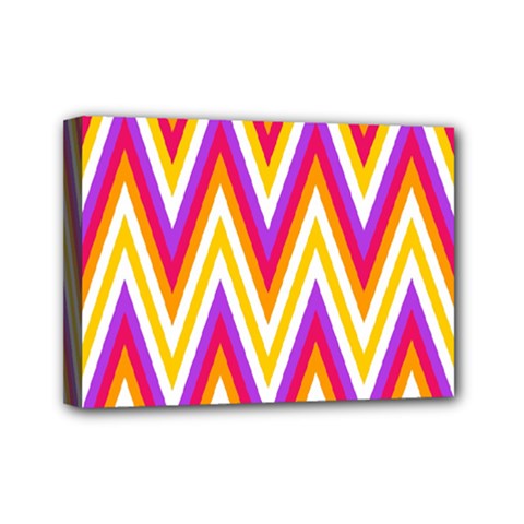 Chevrons Stripes Pattern Geometric Mini Canvas 7  X 5  (stretched) by Pakrebo