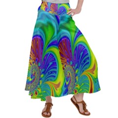 Fractal Neon Art Artwork Fantasy Satin Palazzo Pants by Pakrebo