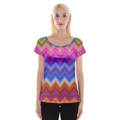 Pattern Chevron Zigzag Background Cap Sleeve Top by Pakrebo