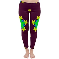 Pattern Star Vector Multi Color Classic Winter Leggings by Pakrebo