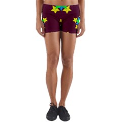 Pattern Star Vector Multi Color Yoga Shorts by Pakrebo