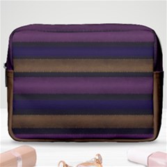 Stripes Pink Yellow Purple Grey Make Up Pouch (large) by BrightVibesDesign