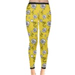 No Step On Snek DO NOT bubble speech Pattern yellow background Meme Inside Out Leggings