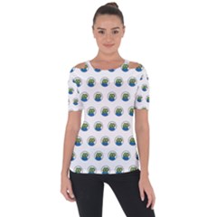 Apu Apustaja With Banana Phone Wall Eyed Pepe The Frog Pattern Kekistan Shoulder Cut Out Short Sleeve Top by snek