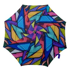 Urban Colorful Graffiti Brick Wall Industrial Scale Abstract Pattern Hook Handle Umbrellas (large) by genx