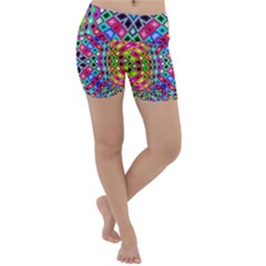 Kaleidoscope Pattern Sacred Geometry Lightweight Velour Yoga Shorts by Pakrebo