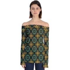 Kaleidoscope Pattern Seamless Off Shoulder Long Sleeve Top by Pakrebo