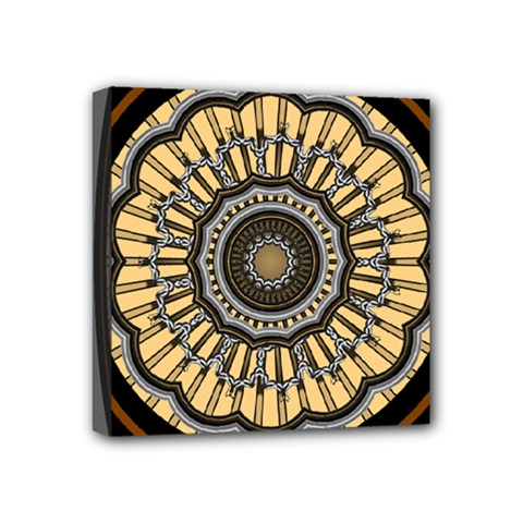 Mandala Pattern Round Ethnic Mini Canvas 4  X 4  (stretched) by Pakrebo