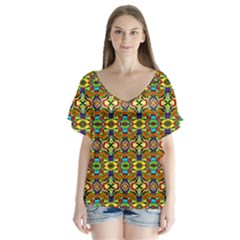 Ml-1 V-neck Flutter Sleeve Top