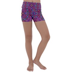 Kaleidoscope Triangle Pattern Kids  Lightweight Velour Yoga Shorts