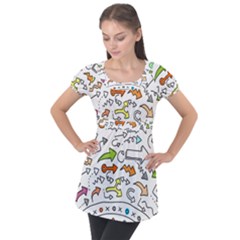 Desktop Pattern Art Graphic Design Puff Sleeve Tunic Top by Pakrebo