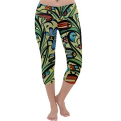 Mosaic Tile Art Ceramic Colorful Capri Yoga Leggings by Pakrebo