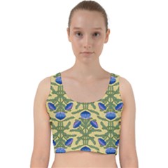 Pattern Thistle Structure Texture Velvet Racer Back Crop Top by Pakrebo
