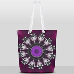Kaleidoscope Round Circle Geometry Full Print Rope Handle Tote (small) by Pakrebo