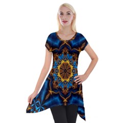 Pattern Abstract Background Art Short Sleeve Side Drop Tunic