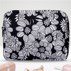 Black & White Floral Make Up Pouch (large) by WensdaiAmbrose