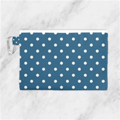 Polka Dot - Turquoise  Canvas Cosmetic Bag (large)