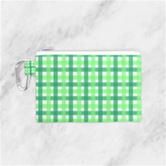 Sweet Pea Green Gingham Canvas Cosmetic Bag (small) by WensdaiAmbrose