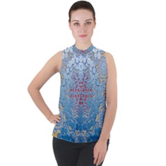 Pattern Background Pattern Mock Neck Chiffon Sleeveless Top by Pakrebo