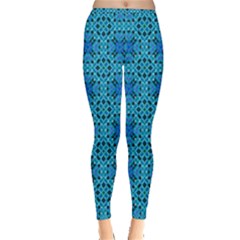 Background Image Tile Pattern Blue Inside Out Leggings by Pakrebo