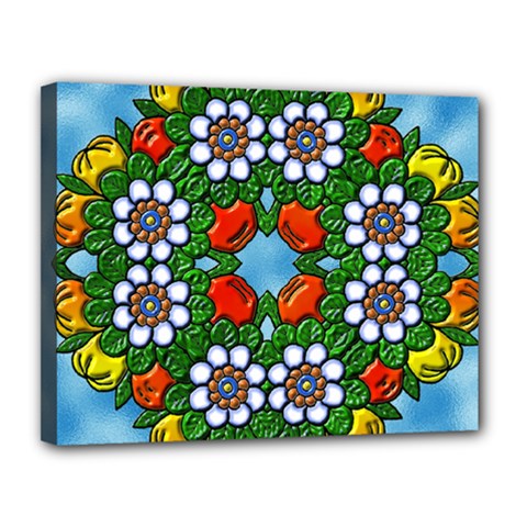Mandala Background Colorful Pattern Canvas 14  X 11  (stretched) by Pakrebo