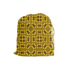 Tile Background Image Graphic Yellow Drawstring Pouch (large) by Pakrebo