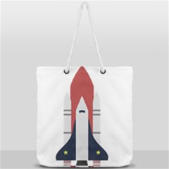 Planet Planets Rocket Shuttle Full Print Rope Handle Tote (large) by Wegoenart