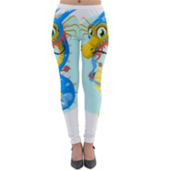 Dragon Chinese Blue Mustache China Lightweight Velour Leggings by Wegoenart